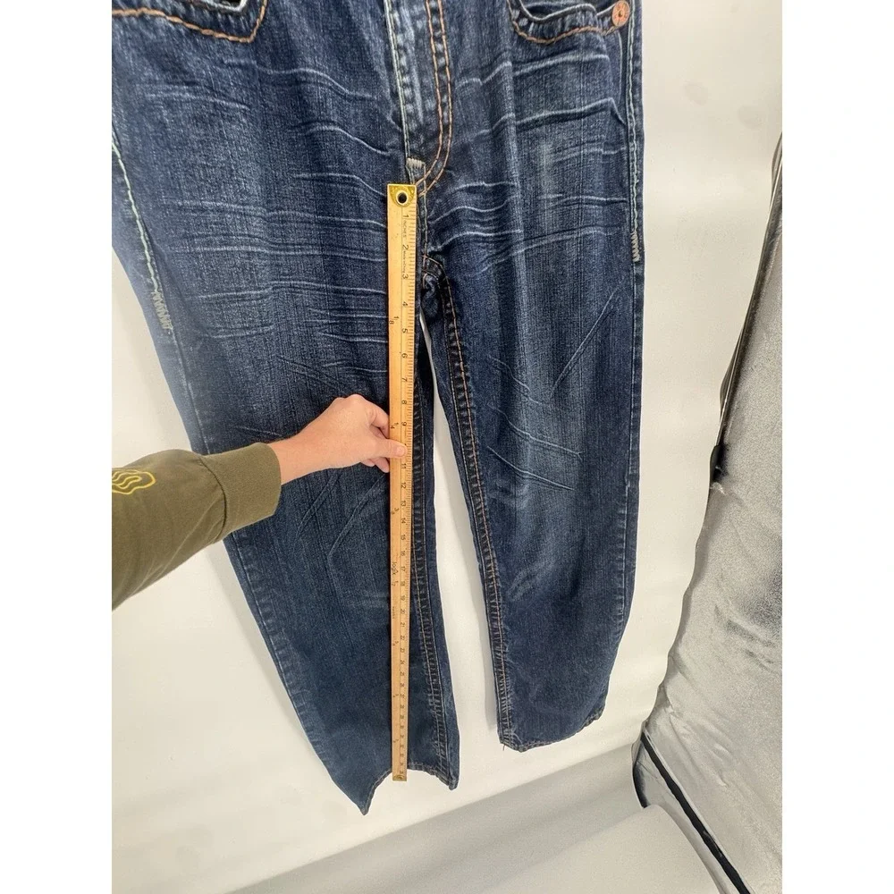 True Religion Section‎ Straight Super QT Contrast Stitch Blue Jeans Mens 36